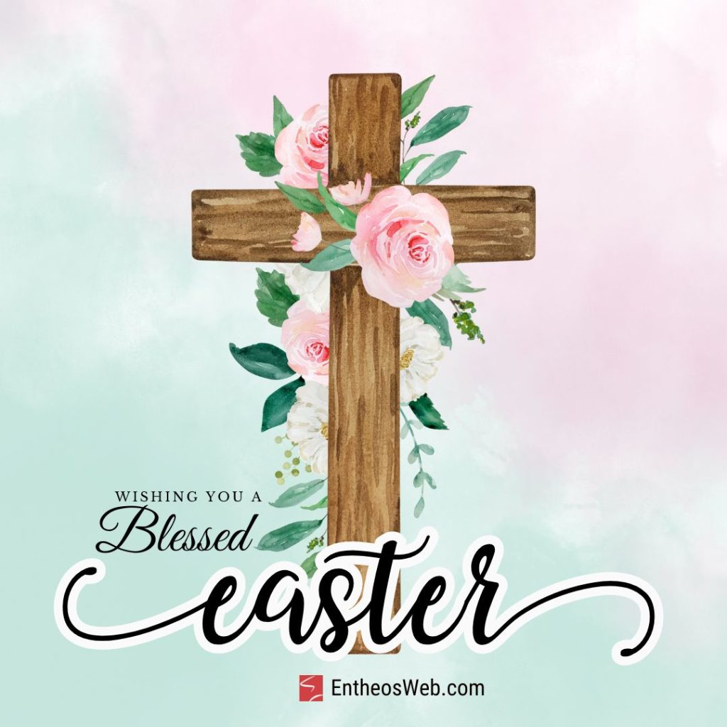 Wishing you a blessed easter cross with pink roses