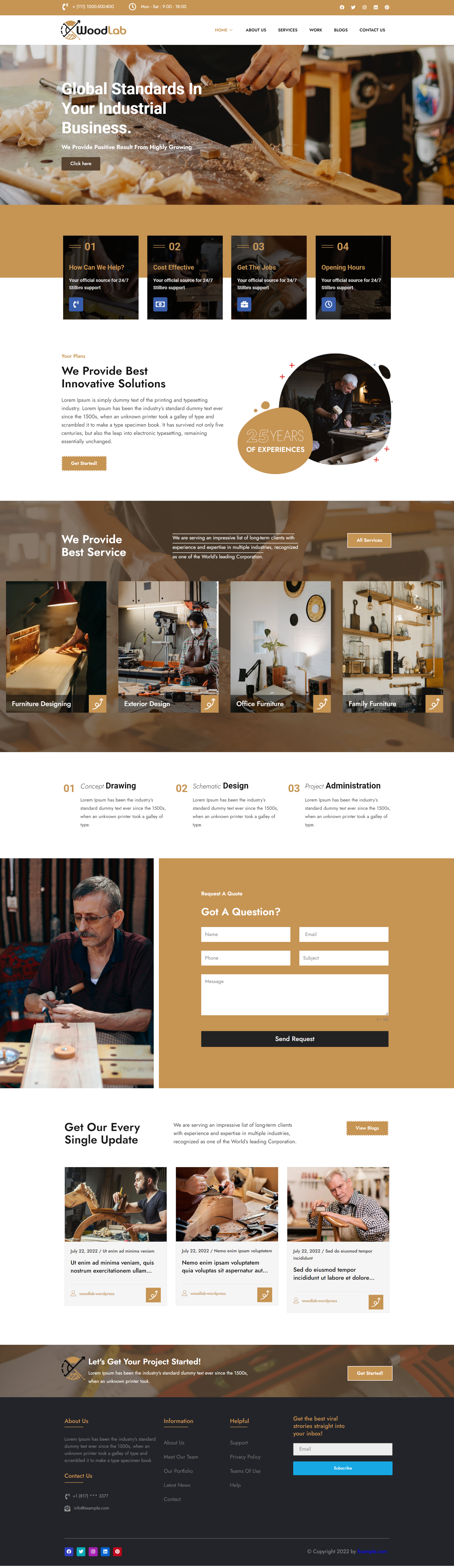 Woodlab handyman maintenance woodworks wordpress theme