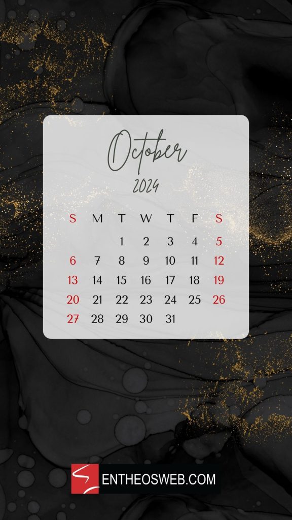 October 2024 calendar phone wallpaper