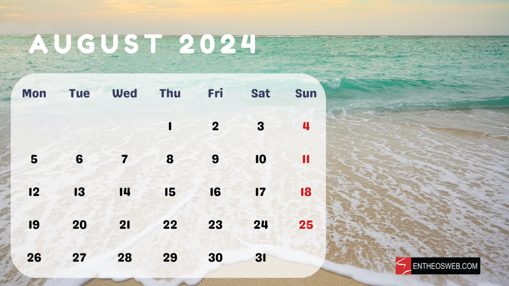August 2024 desktop wallpaper background beach