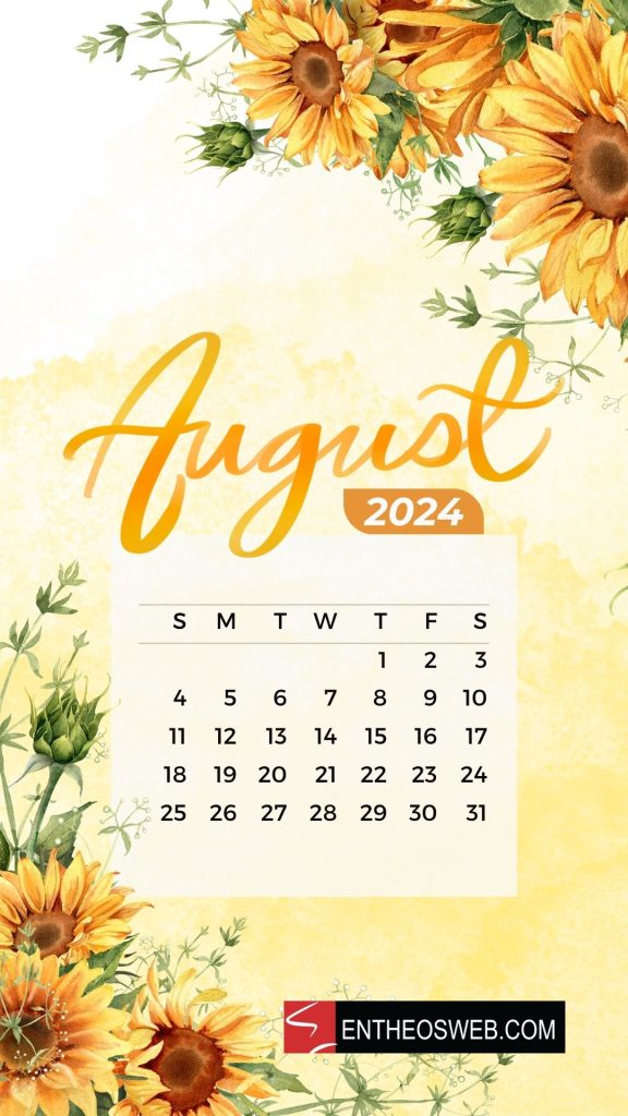 August 2024 phone wallpaper sunflower background