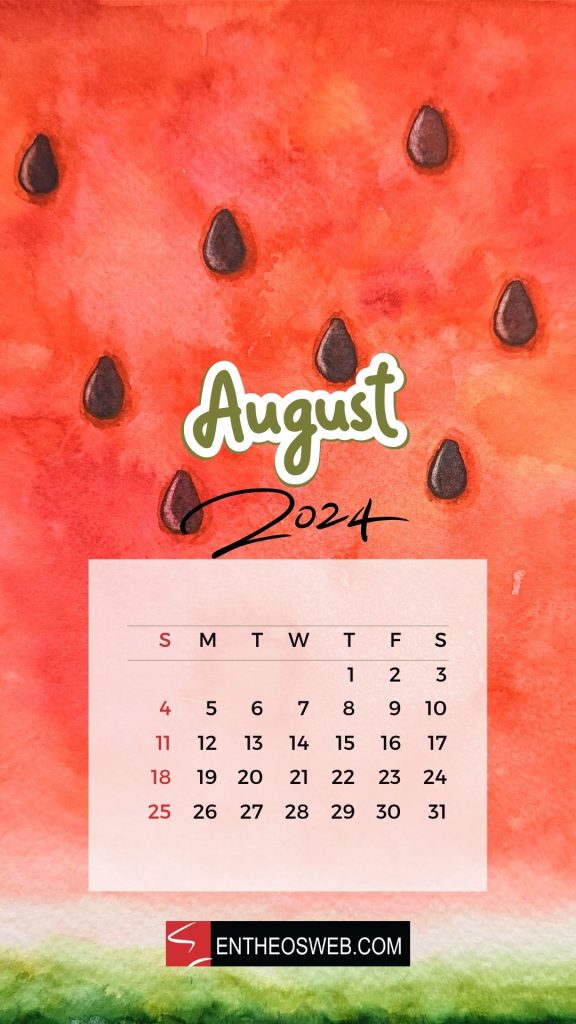 August 2024 phone wallpaper watermelon background