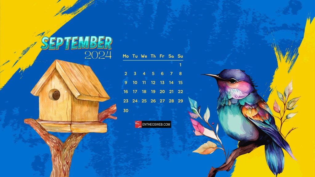 September 2024 calendar desktop wallpaper   bird