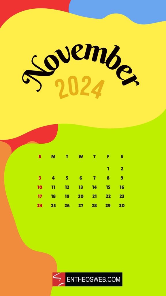 Blissful colors by entheosweb 2 | november calendar phone wallpaper | entheosweb November 2024 calendar phone wallpaper