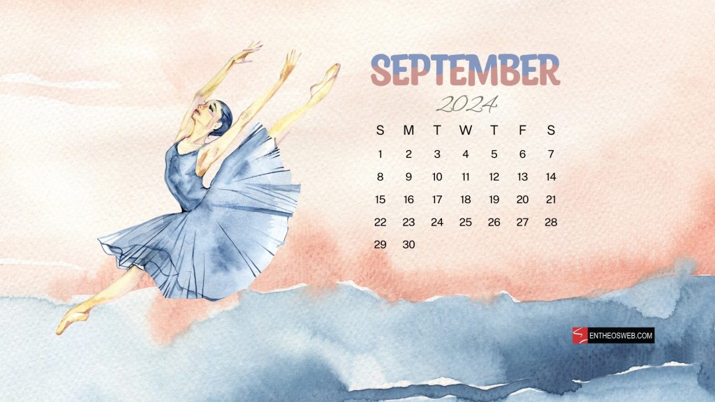 September 2024 calendar desktop wallpaper   ballet dancer