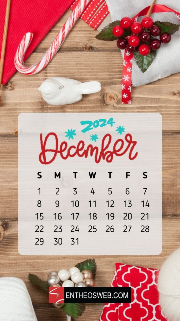 December 2024 calendar phone wallpaper