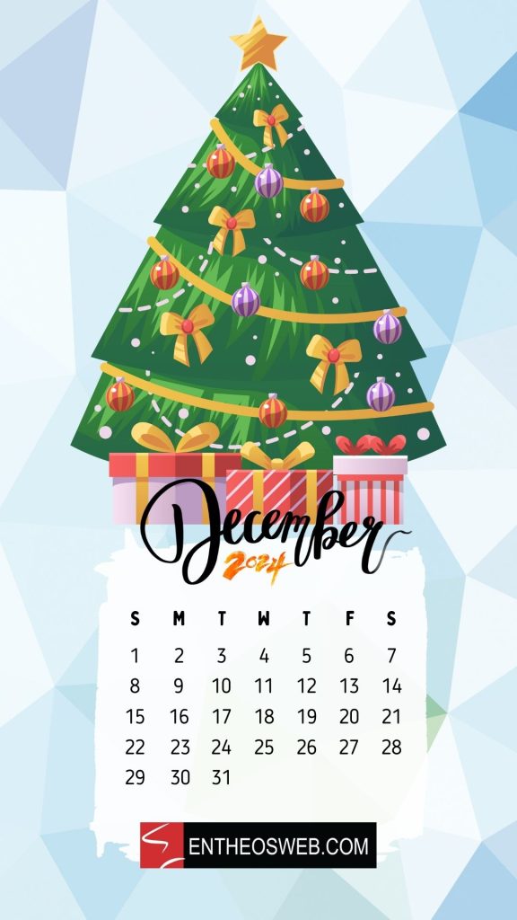 December 2024 calendar phone wallpaper