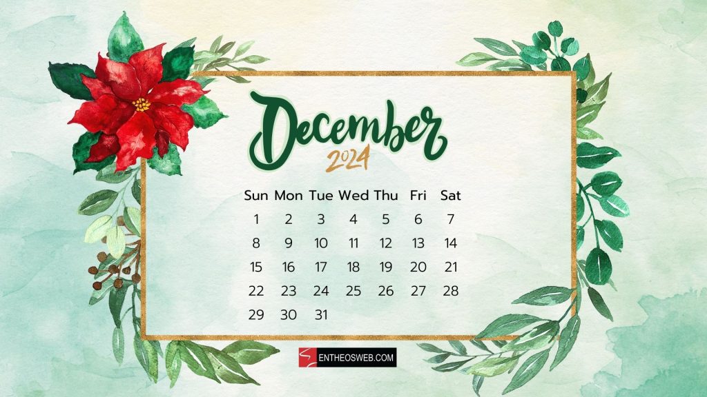 December 2024 calendar desktop wallpaper