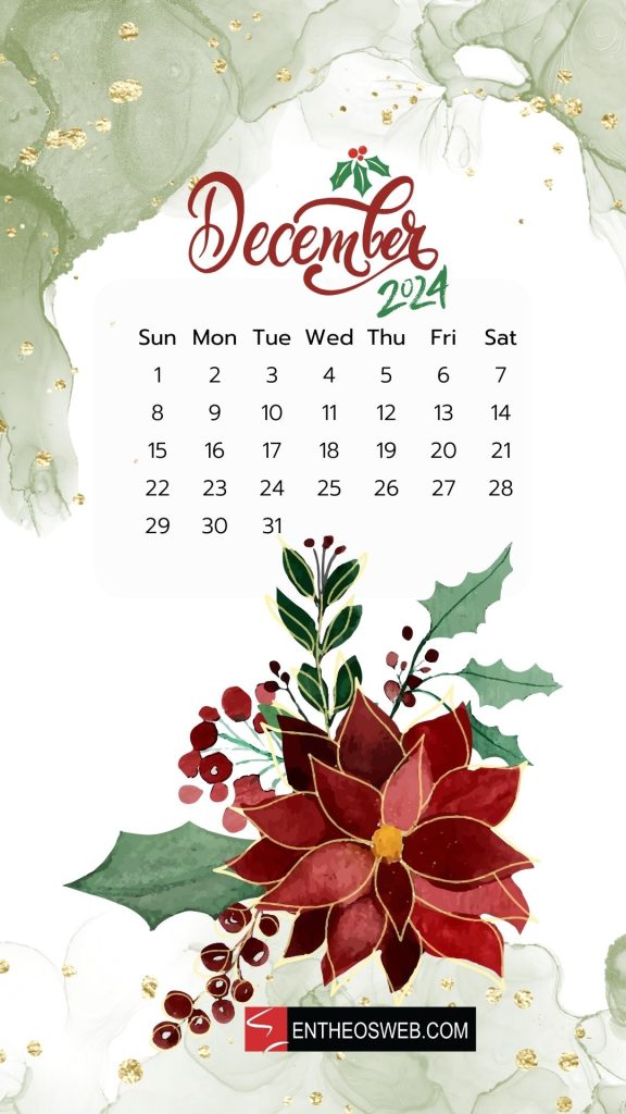 December 2024 calendar phone wallpaper