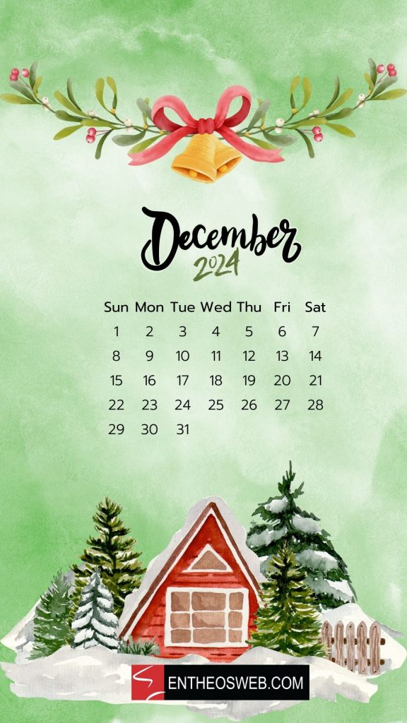 December 2024 calendar phone wallpaper
