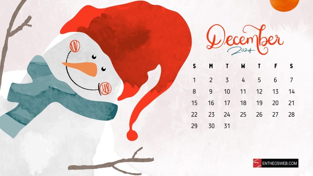December 2024 calendar desktop wallpaper