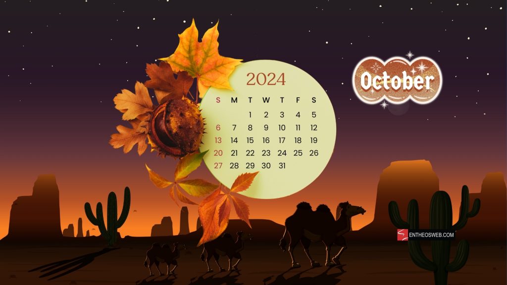 October 2024 calendar desktop wallpaper