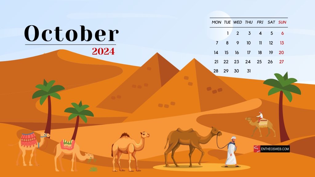 October 2024 calendar desktop wallpaper
