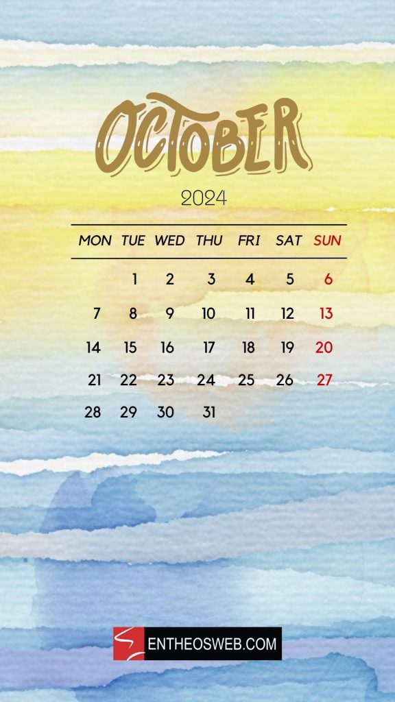 October 2024 calendar phone wallpaper
