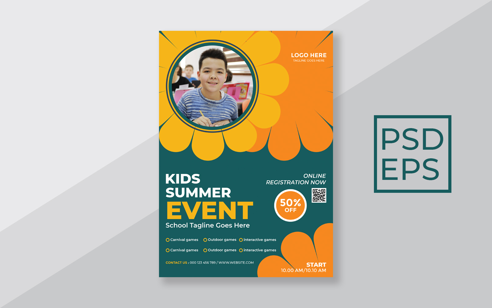 Kids summer event flyer template