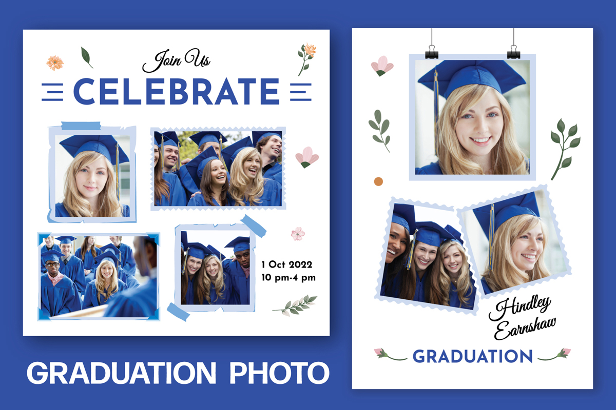 Graduation photo collage flyer template