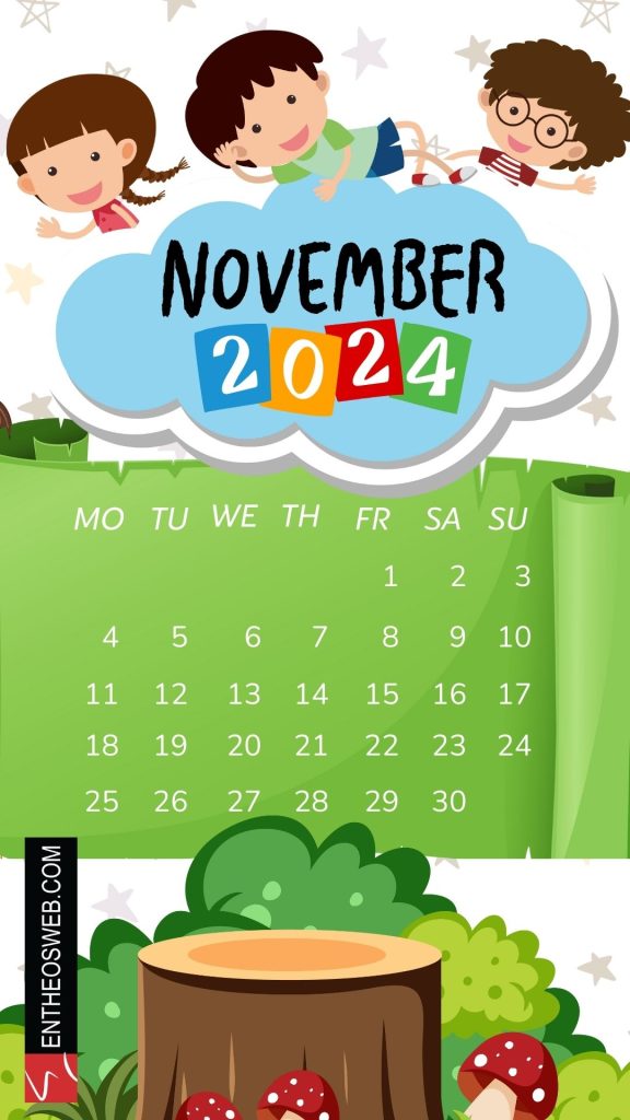 Joyful kids by entheosweb 2 | november calendar phone wallpaper | entheosweb November 2024 calendar phone wallpaper