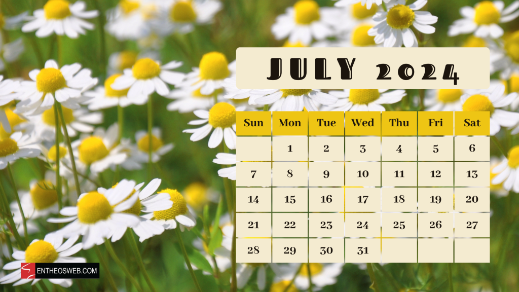July 2024 desktop wallpaper calendar flowers