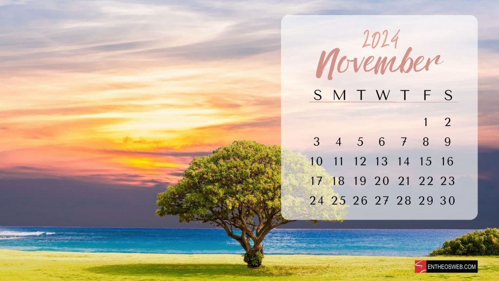 November 2024 calendar desktop wallpaper tree