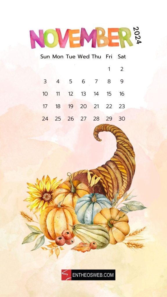 November 2024 phone wallpaper background thanksgiving | november calendar phone wallpaper | entheosweb November 2024 calendar phone wallpaper
