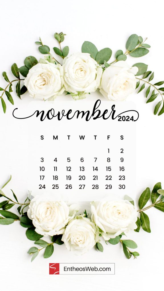November 2024 phone wallpaper background by entheosweb   white roses