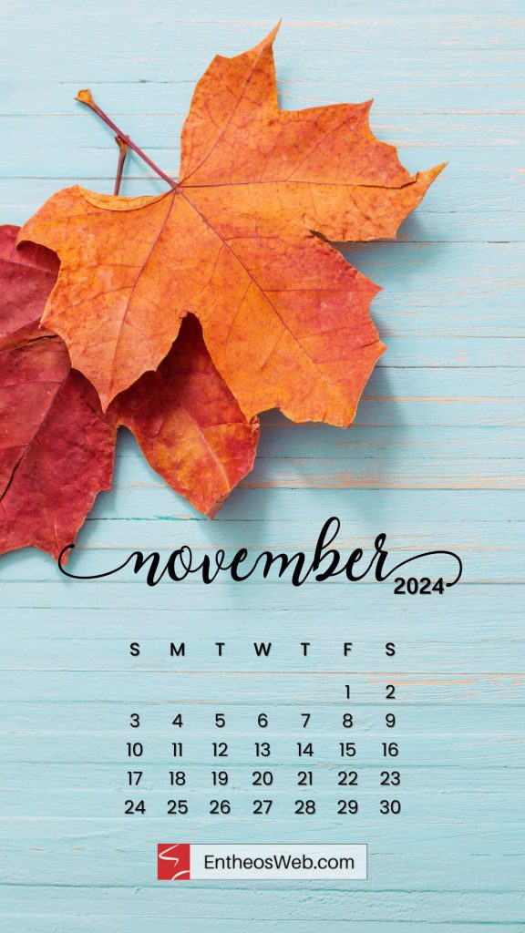 November 2024 phone wallpaper background by entheosweb   fall leaves