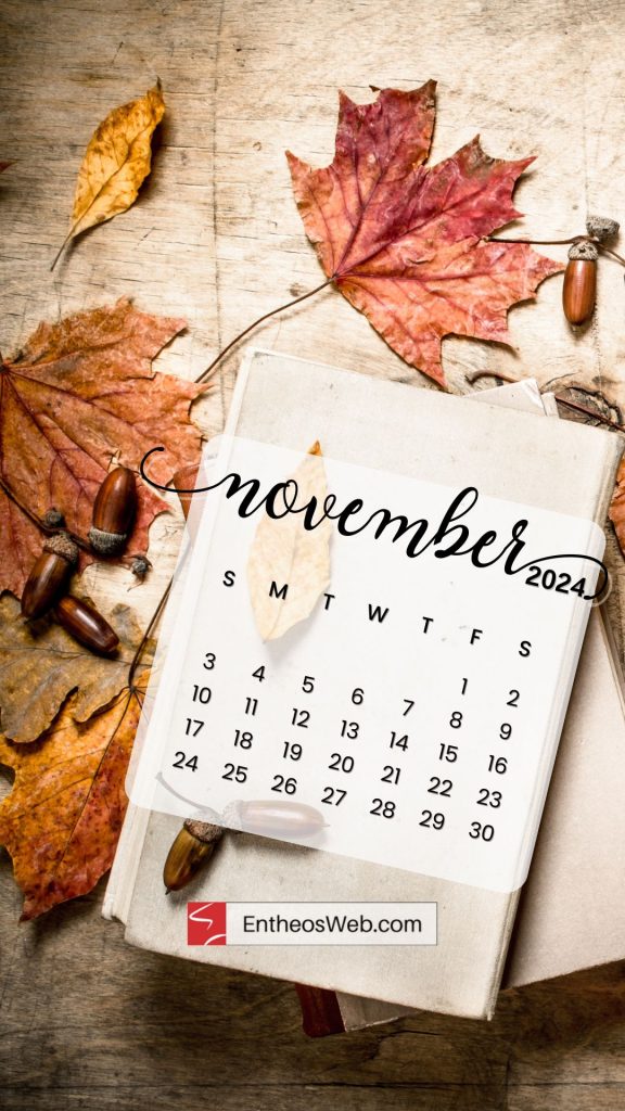 November 2024 phone wallpaper background by entheosweb   fall leaves