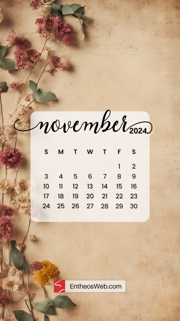 November 2024 phone wallpaper background by entheosweb   vintage flowers