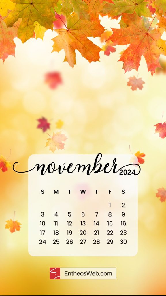 November 2024 phone wallpaper background by entheosweb   fall leaves