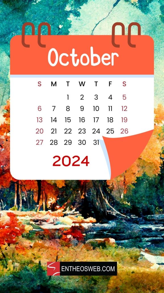 October 2024 calendar phone wallpaper