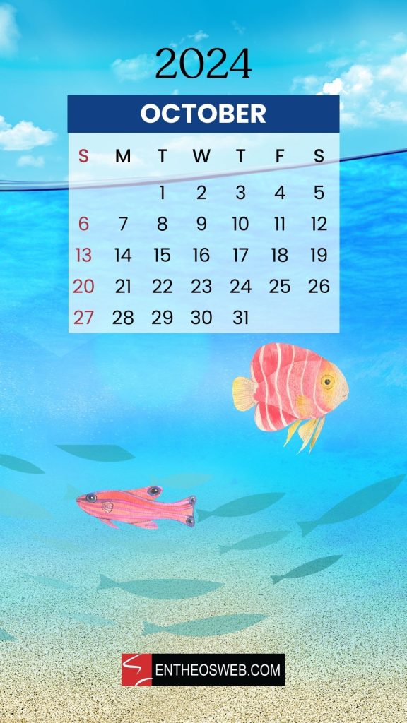 October 2024 calendar phone wallpaper