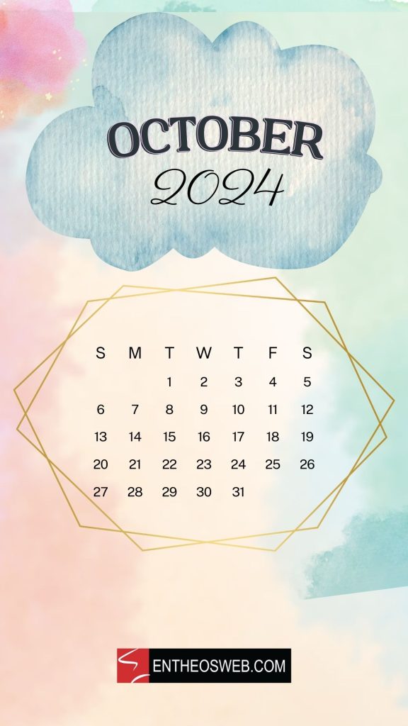 October 2024 calendar phone wallpaper