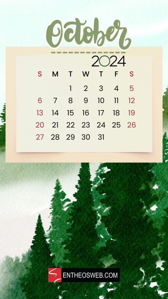 October 2024 calendar phone wallpaper