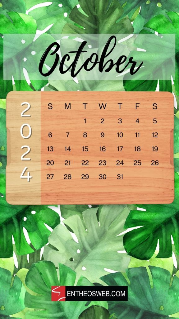 October 2024 calendar phone wallpaper