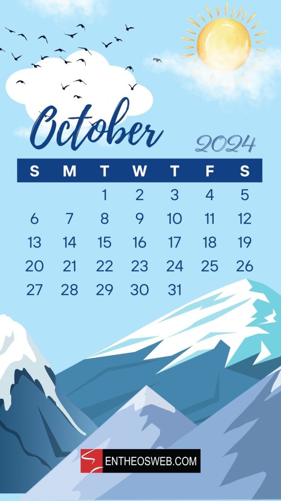 October 2024 calendar phone wallpaper