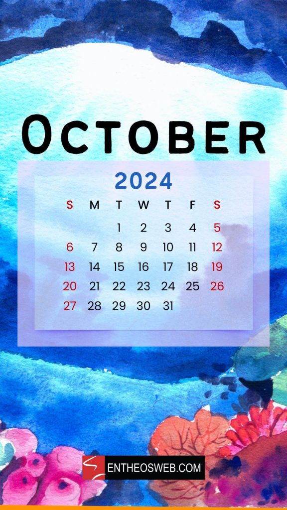 October 2024 calendar phone wallpaper