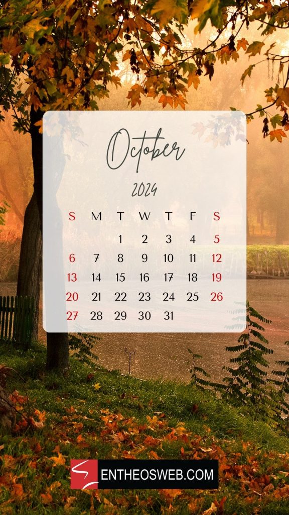 October 2024 calendar phone wallpaper