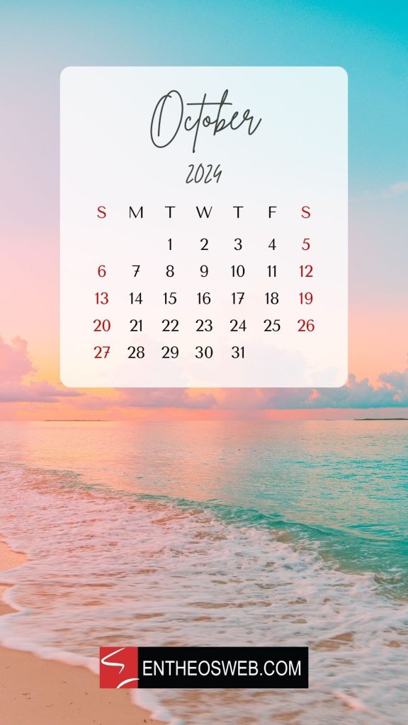 October 2024 calendar phone wallpaper