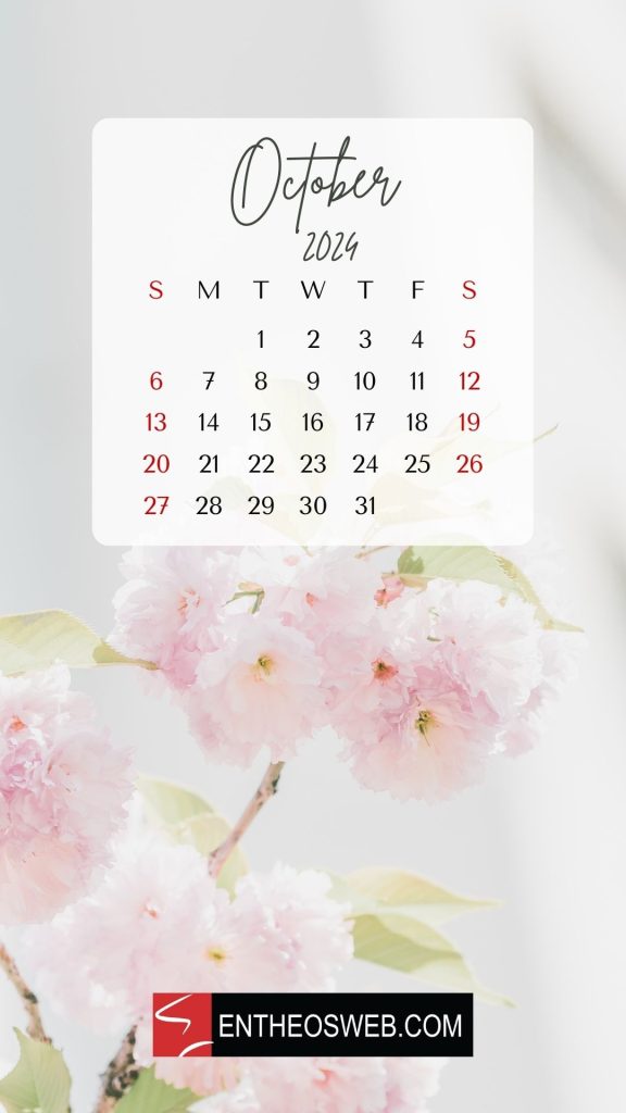 October 2024 calendar phone wallpaper