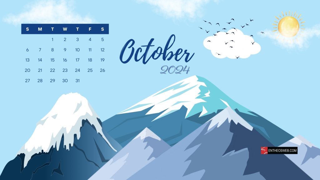 October 2024 calendar desktop wallpaper