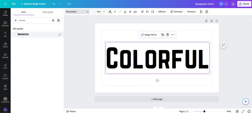 Typographic effect1