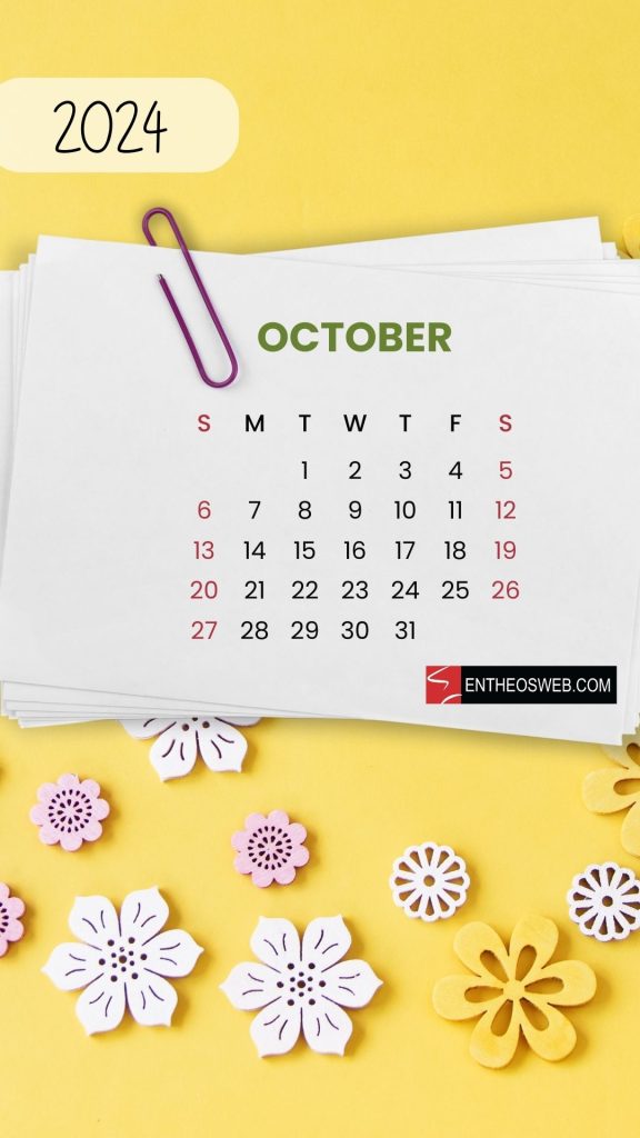 October 2024 calendar phone wallpaper
