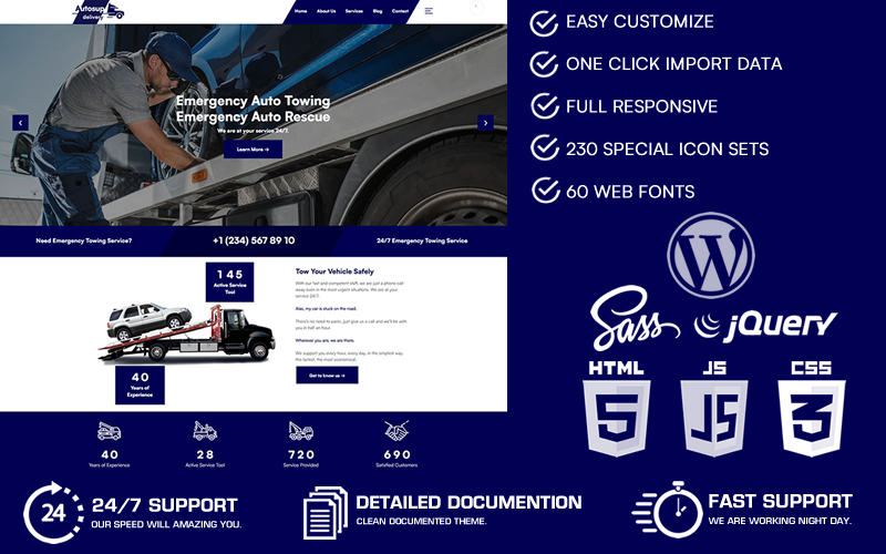 Autosup   emergency auto towing  roadside assistance wordpress theme