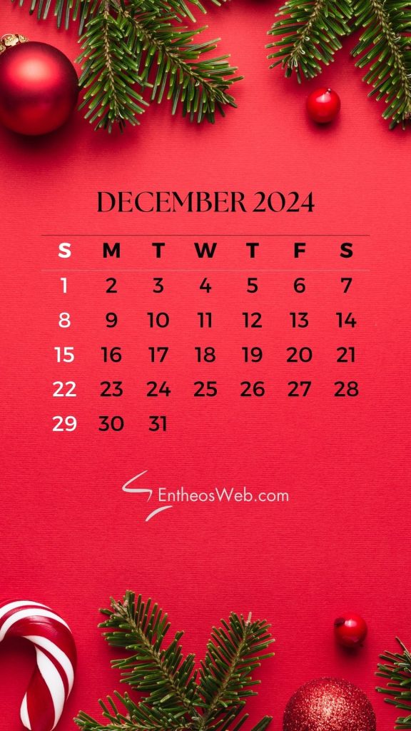 December 2024 calendar phone wallpaper