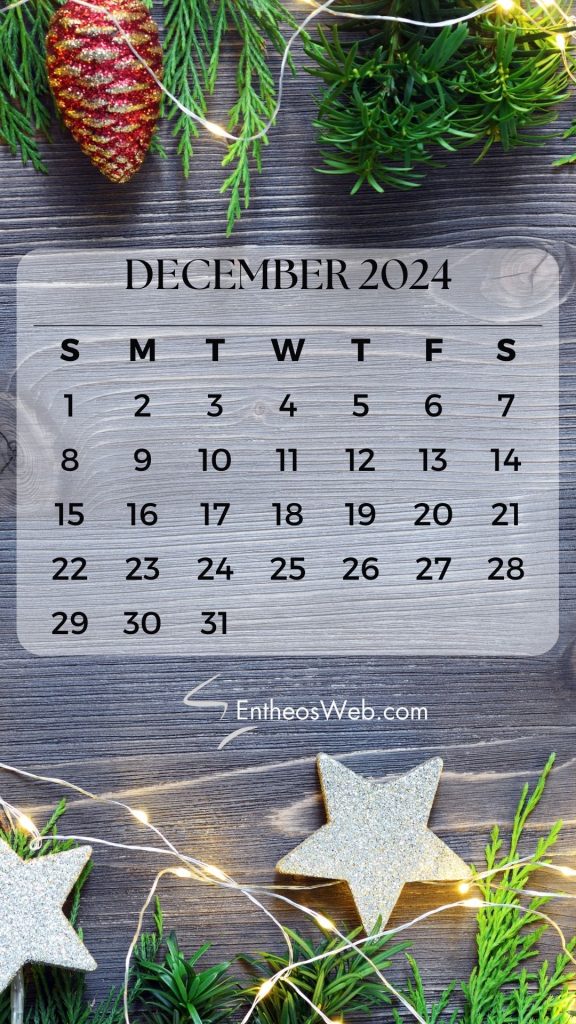 December 2024 calendar phone wallpaper