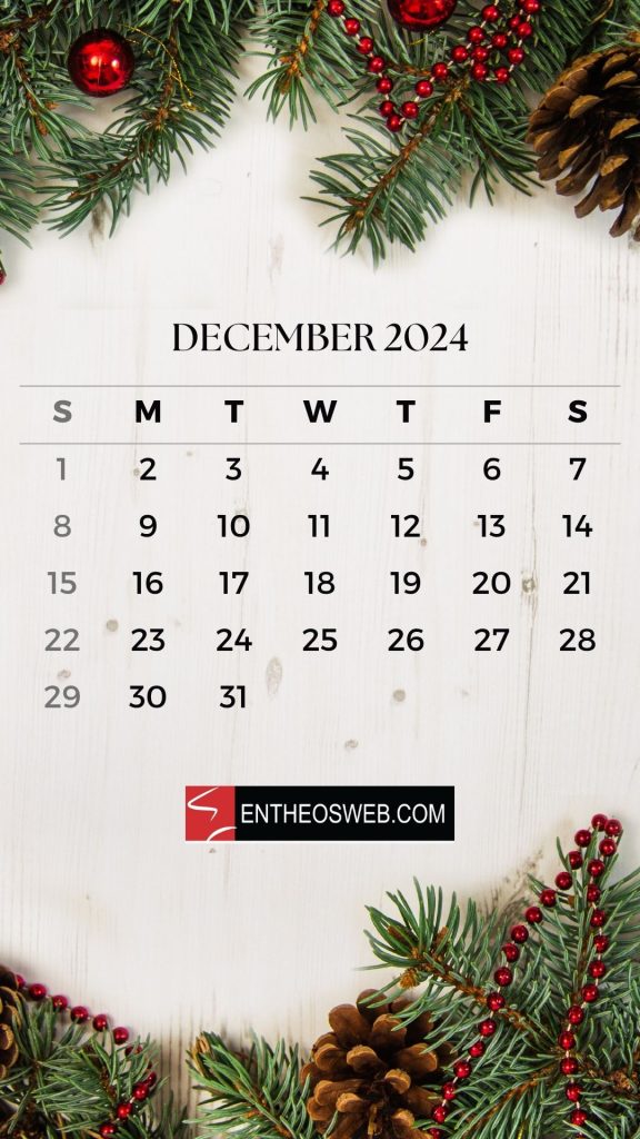 December 2024 calendar phone wallpaper