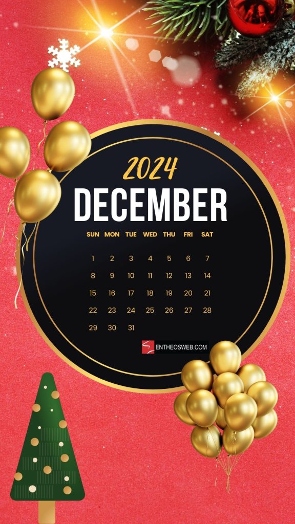 December 2024 calendar phone wallpaper