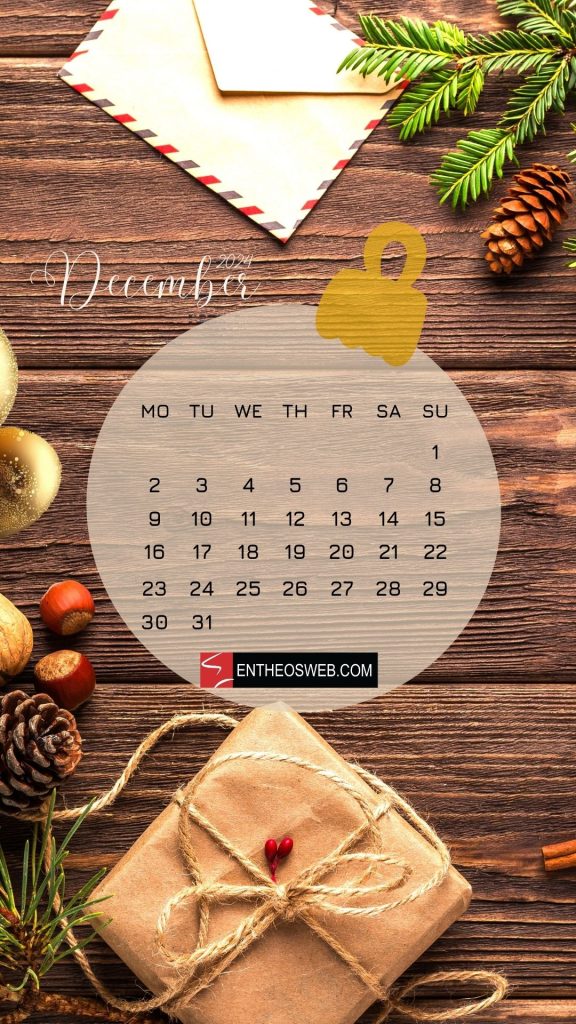 December 2024 calendar phone wallpaper