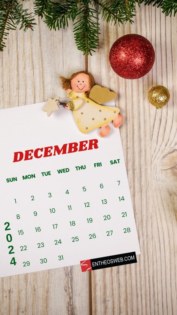 December 2024 calendar phone wallpaper