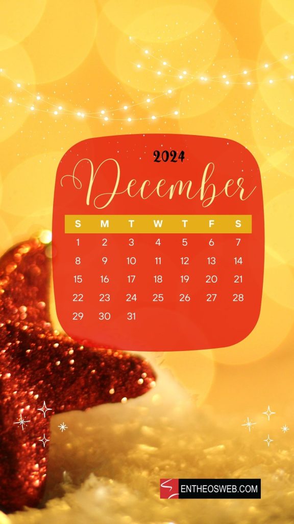 December 2024 calendar phone wallpaper